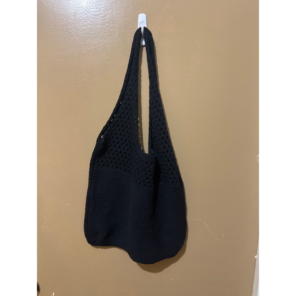 Unbranded Crochet Hobo Bag Women OS Black Good Slouchy Knit Shoulder Tote